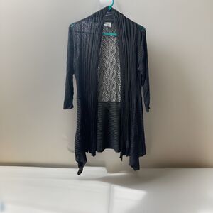 Mad Style Kaftan Womens One Size Black Coverup Open Front Long Sleeve Knit Beach